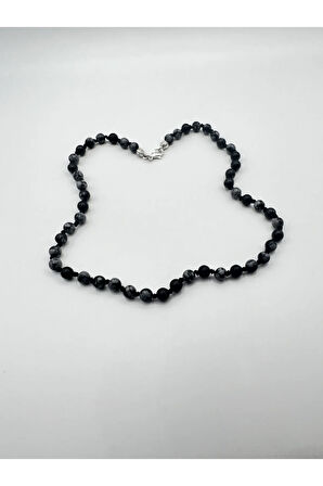 Doğal Taş Obsidyen Taşı Kolye AAA Kalite 6mm