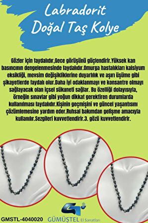 Doğal Taş Labradorit Taşı Kolye AAA Kalite 6mm