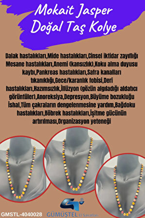 Doğal Taş Mokait Jasper Taşı Kolye AAA Kalite 6mm