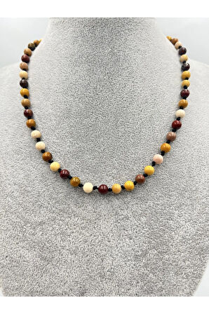 Doğal Taş Mokait Jasper Taşı Kolye AAA Kalite 6mm