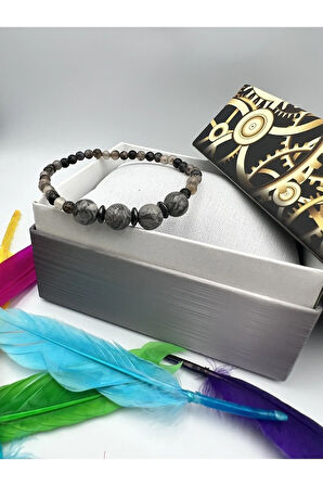 Doğal Taş Jasper Akik Hematit Doğal Taş Bileklik 4&8 mm