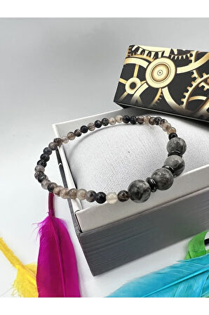 Doğal Taş Jasper Akik Hematit Doğal Taş Bileklik 4&8 mm