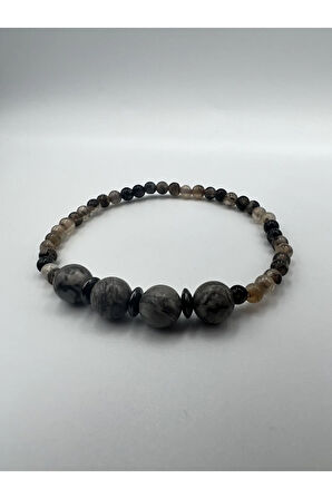 Doğal Taş Jasper Akik Hematit Doğal Taş Bileklik 4&8 mm