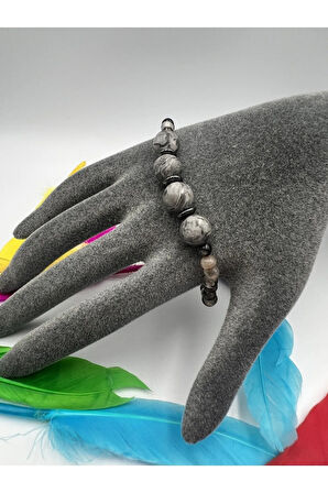 Doğal Taş Jasper Akik Hematit Doğal Taş Bileklik 4&8 mm