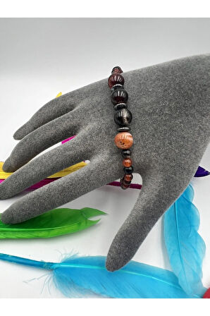 Doğal Taş Madagasgar Akik Hematit Doğal Taş Bileklik 4&8 mm