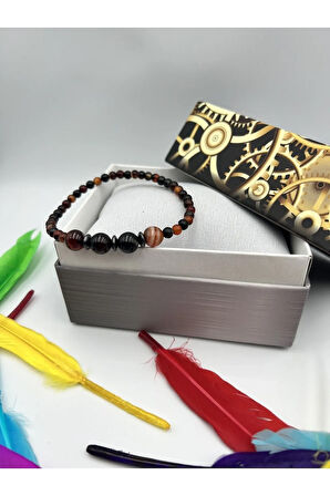 Doğal Taş Madagasgar Akik Hematit Doğal Taş Bileklik 4&8 mm