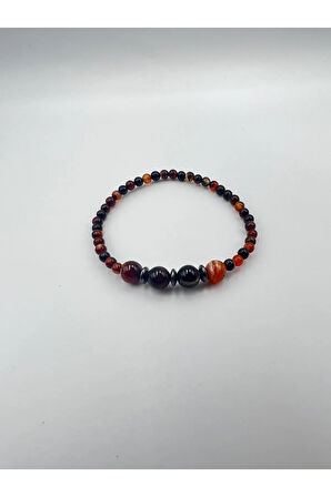 Doğal Taş Madagasgar Akik Hematit Doğal Taş Bileklik 4&8 mm