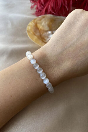 Selenit Doğal Taş Bileklik 6 mm