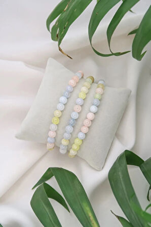 Morganit Doğal Taş Bileklik 6 mm