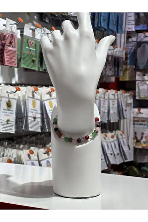 Doğal 7 Çakra Bileklik Kristal Kuvars,Aventurin,DumanlıKuvars,P.Kuvars,Kaplan Gözü,Ametist,Akik 6mm