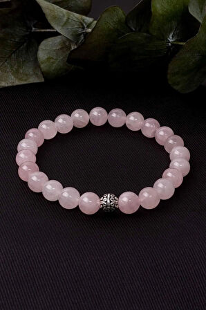 Pembe Kuvars Doğal Taş Bileklik 8 mm AAA Kalite Sürpriz Hediyeli