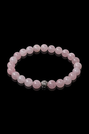 Pembe Kuvars Doğal Taş Bileklik 8 mm AAA Kalite Sürpriz Hediyeli