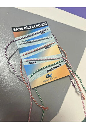 Şans Bileklikleri 30 Paket - Ayrı Ayrı Kartlı - 1 Pakette 5 Adet Bileklik Mevcut - 3 Farklı Model