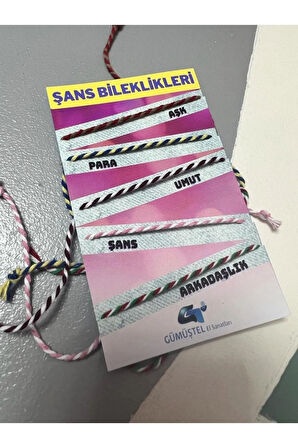 Şans Bileklikleri 30 Paket - Ayrı Ayrı Kartlı - 1 Pakette 5 Adet Bileklik Mevcut - 3 Farklı Model