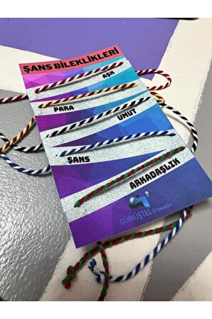 Şans Bileklikleri 30 Paket - Ayrı Ayrı Kartlı - 1 Pakette 5 Adet Bileklik Mevcut - 3 Farklı Model