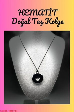 Hematit Doğal Taş El İşçiliği Kalp Kesim Kolye