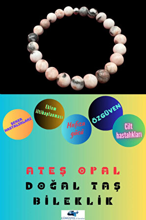 Sertifikalı Ateş Opal Doğal Taş Bileklik Aaa Kalite 8 Mm