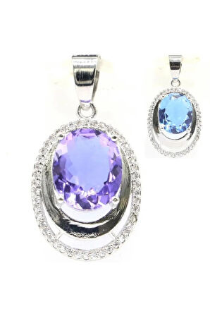 Sertifikalı Tanzanite Doğal Taş Kolye Özel Tasarım 925 Silver Zincir