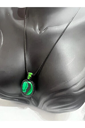 Sertifikalı Malahit Doğal Taş El Yapımı Kolye