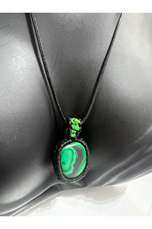 Sertifikalı Malahit Doğal Taş El Yapımı Kolye