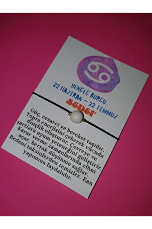 Yengeç Burcu Sedef Doğal Taş İp Burç Bilekliği