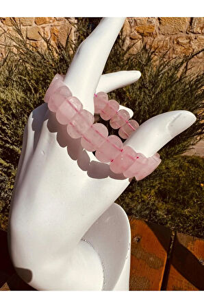 Doğal Pembe Kuvars Taşı Özel Kesim Rolex Bileklik AAA Kalite