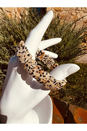 Doğal Dalmaçyalı Jasper Taşı Özel Kesim . Bileklik AAA Kalite