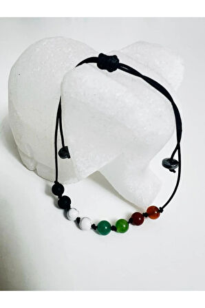 Sertifikalı Doğal Taş Filistin Bayrak Bileklik AAA Kalite Sürpriz Hediyeli