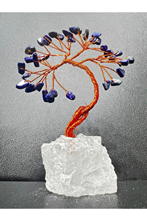 Sertifikalı Lapis Lazuli Doğal Taş Hayat Ağacı Biblo El Yapımı