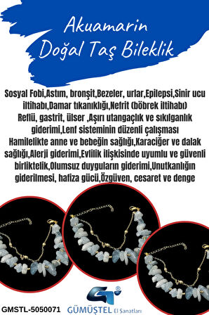 Sertifikalı Akuamarin Doğal Taş Bileklik Özel Tasarım