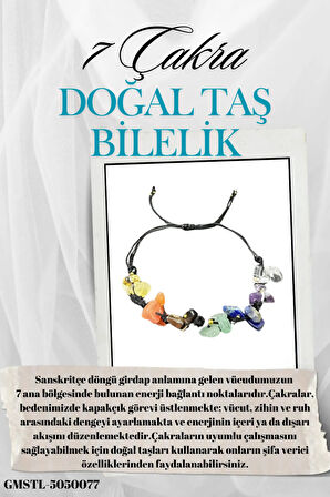 Sertifikalı Doğal Taş 7 Çakra Bileklik Özel Tasarım El Yapımı Asansör Kilit Sistemi