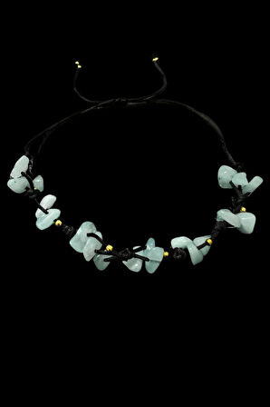 Sertifikalı Doğal Taş Akuamarin Bileklik Özel Tasarım El Yapımı Asansör Kilit Sistemi