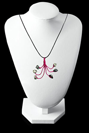 Sertifikalı Orijinal Doğal Taş Kambaba Jasper Taşı El Yapımı Bakır Tel Sarma Kolye