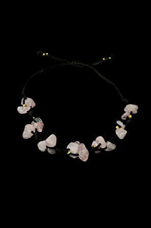 Sertifikalı Doğal Taş Pembe Kuvars Bileklik Özel Tasarım El Yapımı Asansör Kilit Sistemi