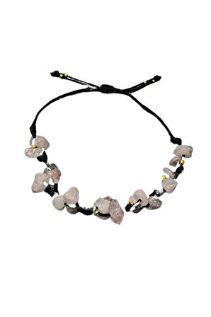 Sertifikalı Doğal Taş Pembe Kuvars Bileklik Özel Tasarım El Yapımı Asansör Kilit Sistemi