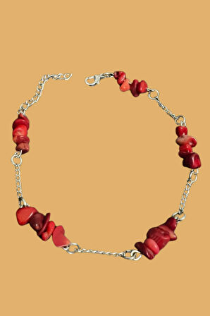 Sertifikalı Mercan Doğal Taş El Yapımı Tasarım Bileklik