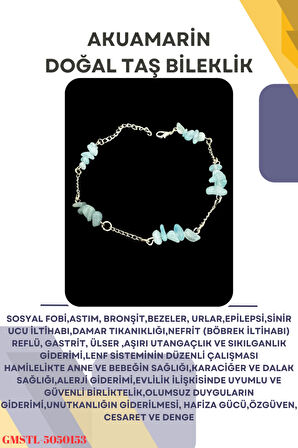 Sertifikalı Akuamarin Doğal Taş El Yapımı Tasarım Bileklik