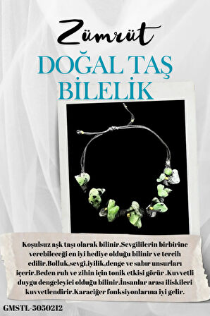 Sertifikalı Doğal Taş Zümrüt Bileklik Özel Tasarım El Yapımı Asansör Kilit Sistemi
