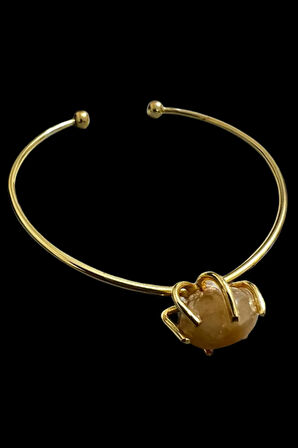 Sertifikalı Akik Doğal Taş Kelepçe Bileklik Ayarlanabilir Tasarım