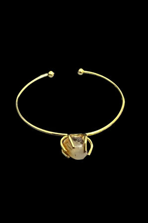 Sertifikalı Akik Doğal Taş Kelepçe Bileklik Ayarlanabilir Tasarım