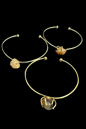 Sertifikalı Akik Doğal Taş Kelepçe Bileklik Ayarlanabilir Tasarım