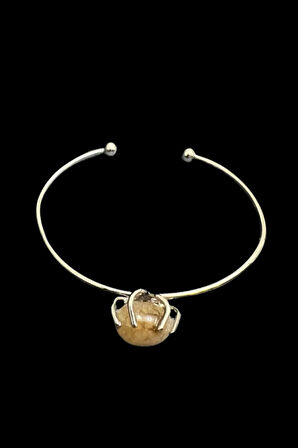 Sertifikalı Akik Doğal Taş Kelepçe Bileklik Ayarlanabilir Tasarım