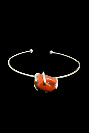 Sertifikalı Akik Doğal Taş Kelepçe Bileklik Ayarlanabilir Tasarım