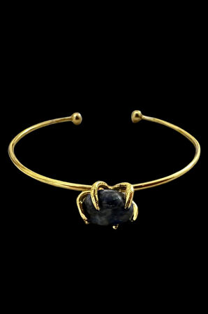 Sertifikalı Sodalit Doğal Taş Kelepçe Bileklik Ayarlanabilir Tasarım