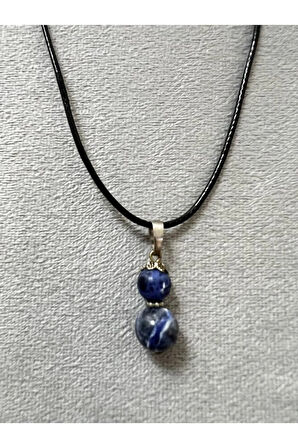 Unisex Sertifikalı Sodalit Doğal Taş Kolye