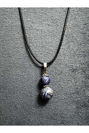 Unisex Sertifikalı Sodalit Doğal Taş Kolye