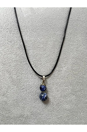 Unisex Sertifikalı Sodalit Doğal Taş Kolye