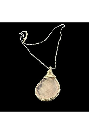 Sertifikalı Pembe Kuvars Doğal Taş AAA Kalite El Yapımı Bakır Tel Örme Handmade