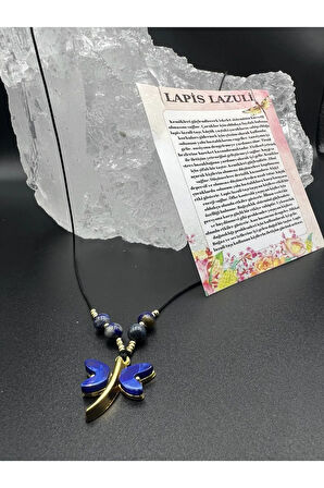 Sertifikalı Lapis Lazuli & Sedef Doğal Taş Tasarım Kolye Yusufcuk Detaylı AAA Kalite