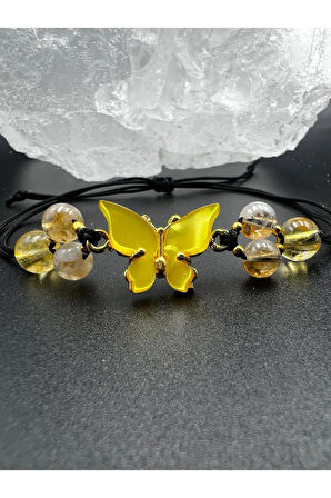 Sertifikalı Sitrin Doğal Taş Tasarım El Yapımı Bileklik